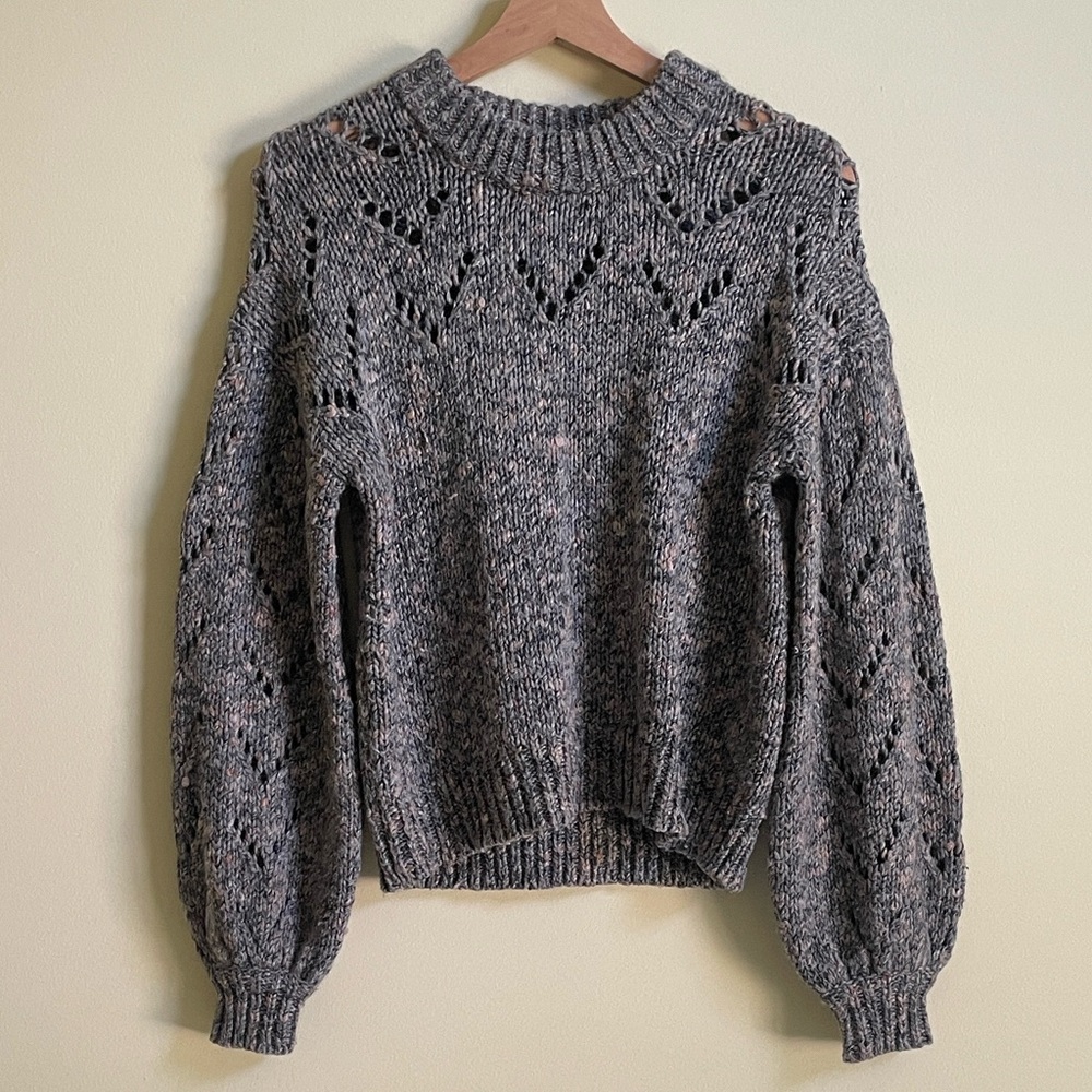 Madewell Pointelle Bubble Sleeve Sweater